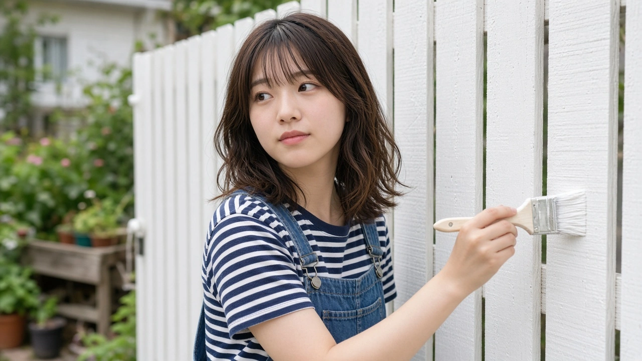 フェンスのペンキ塗り