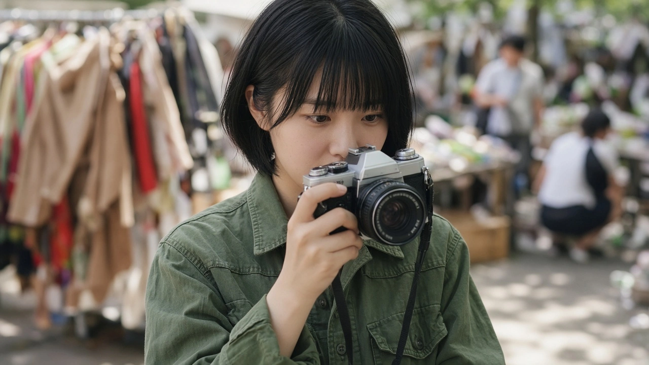 フリーマーケットで撮影