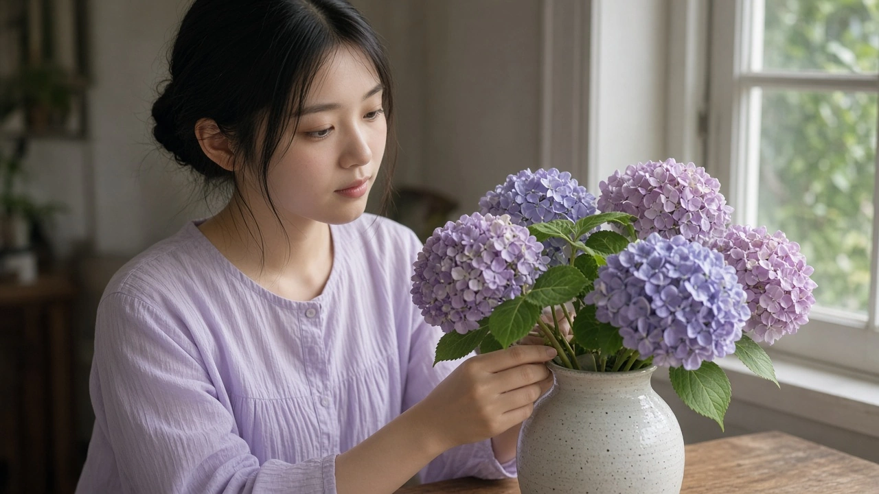 紫陽花を生けて