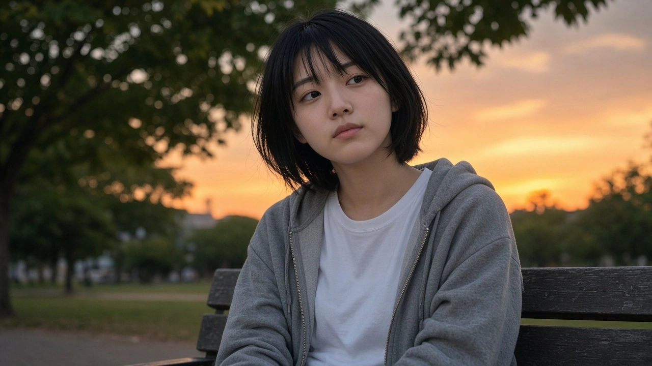 夕暮れのベンチ