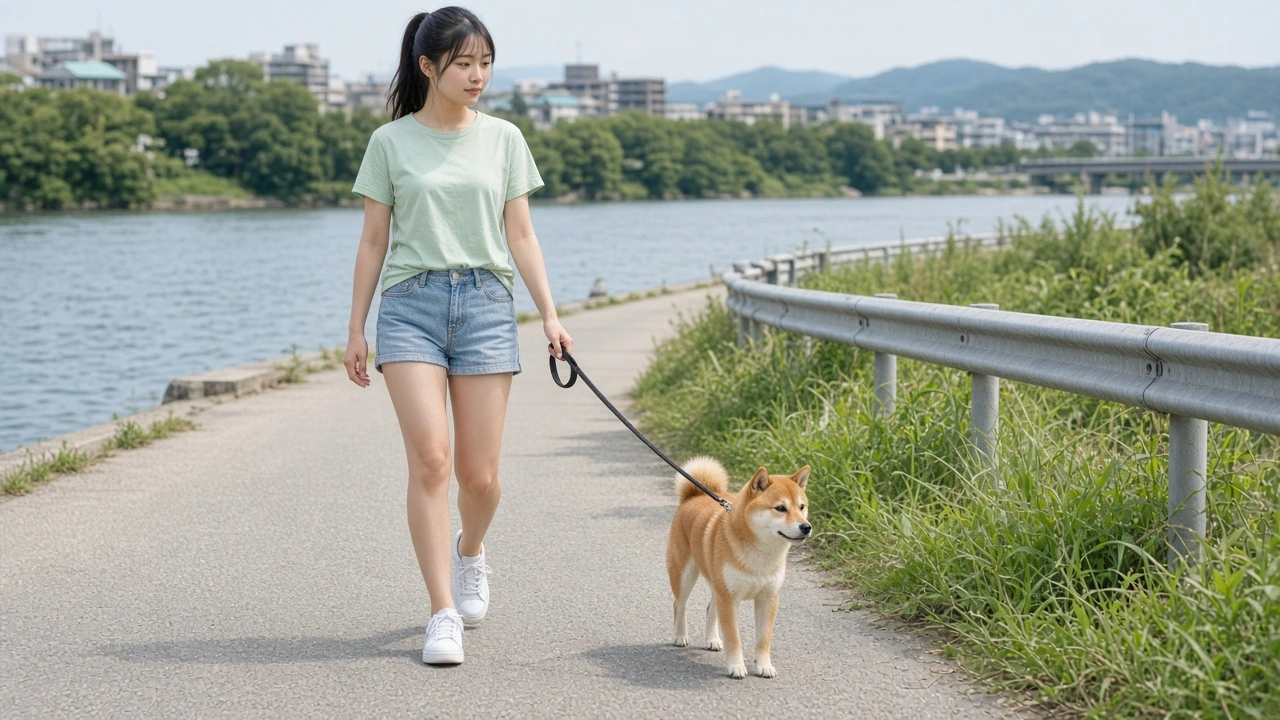 柴犬との散歩