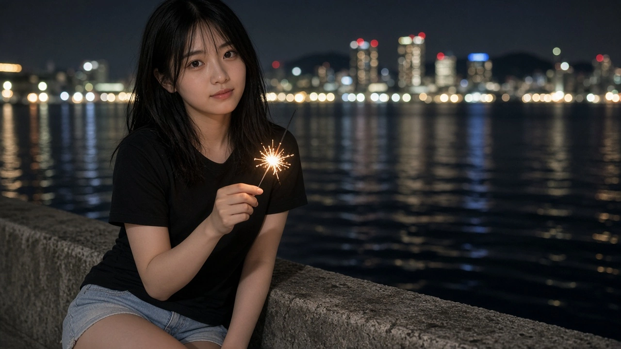 夜の海辺