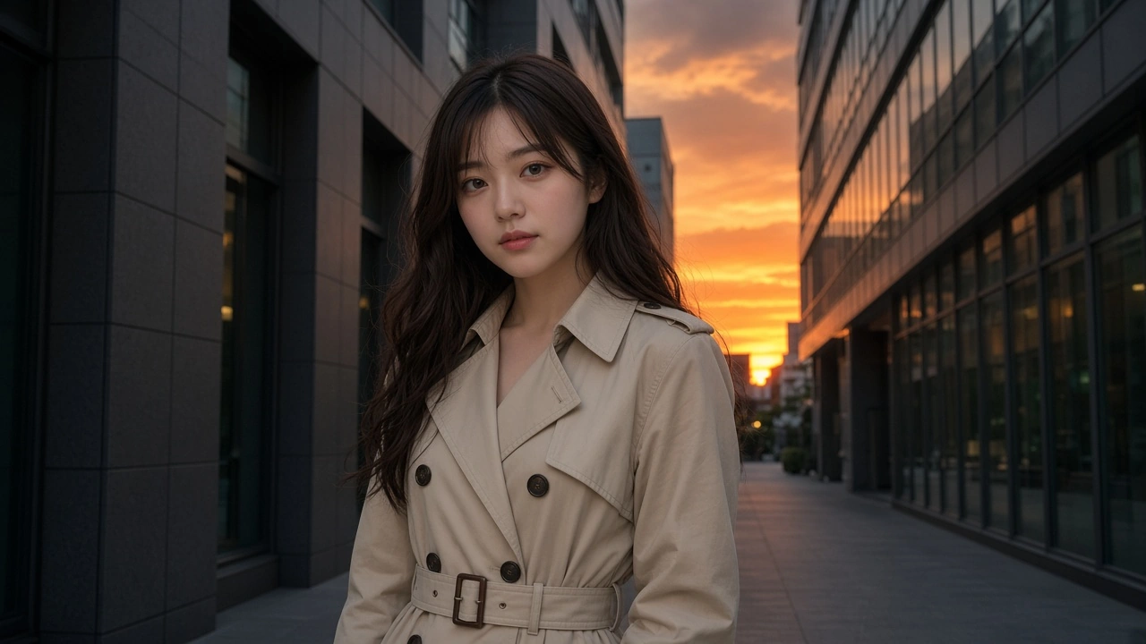 ビルの谷間の夕焼け