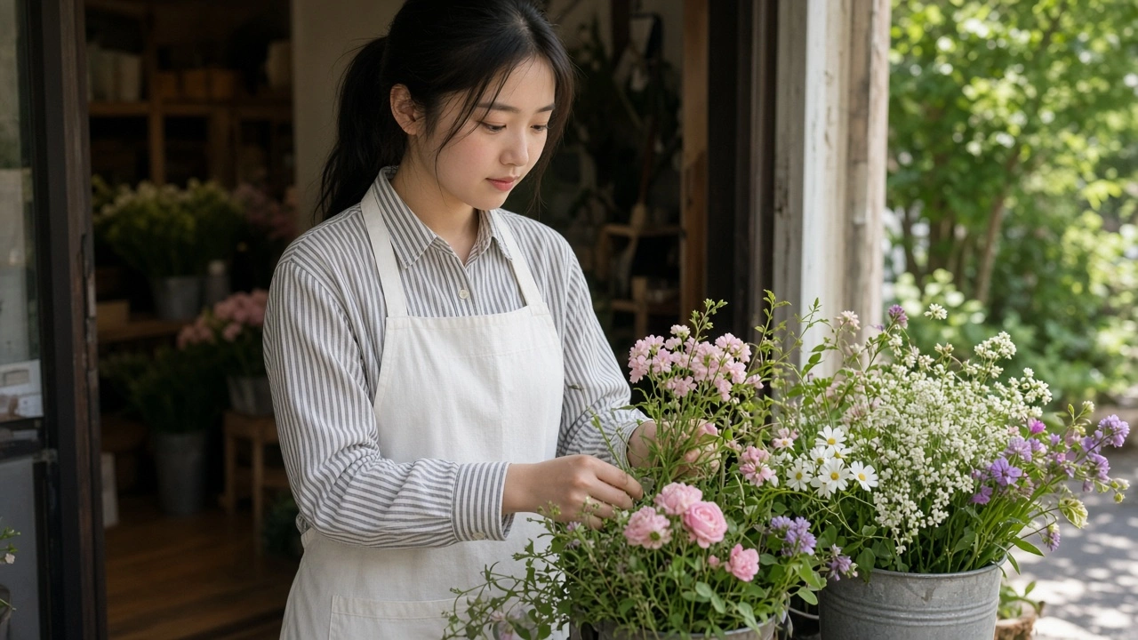 花のある店先