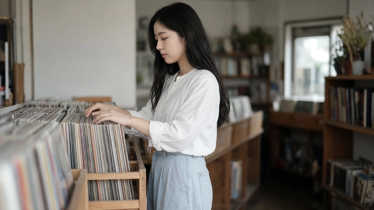 レコード店で