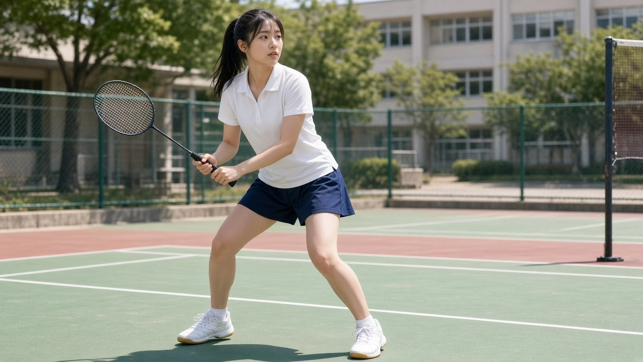 校庭のバドミントン