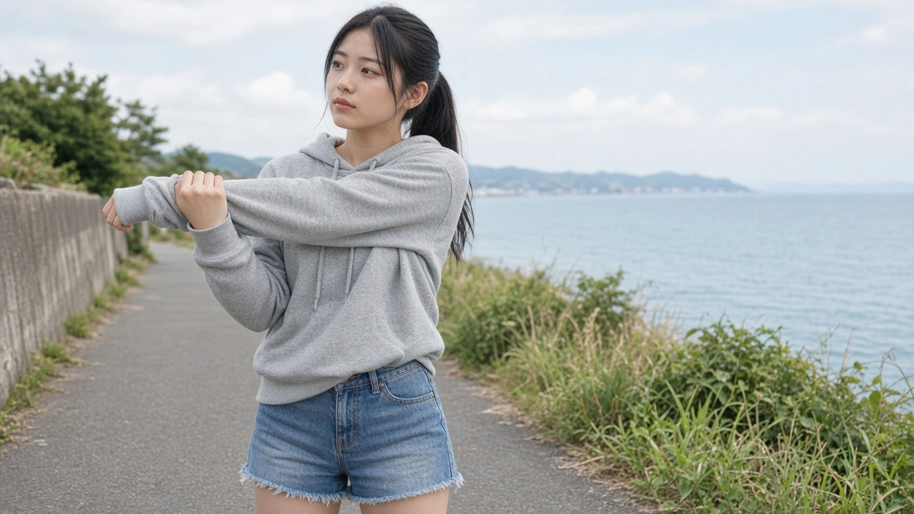 海沿いのストレッチ