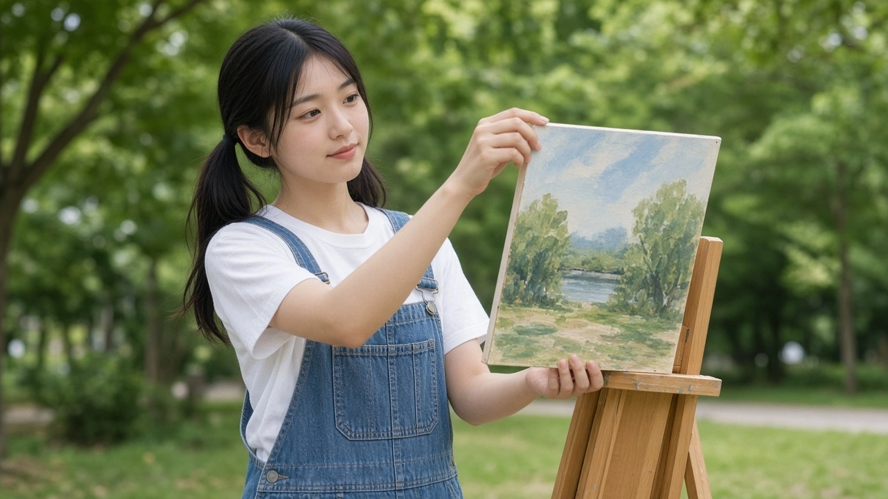 イーゼルを立てて