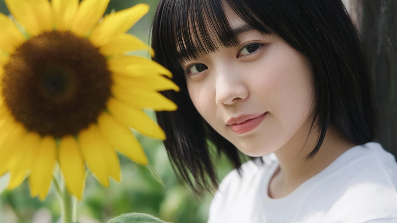 ひまわりの陰から