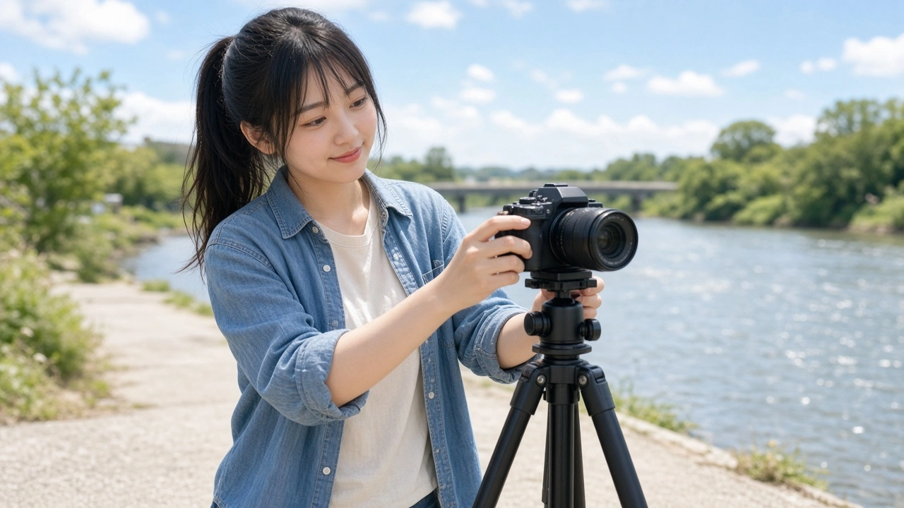 川辺の三脚