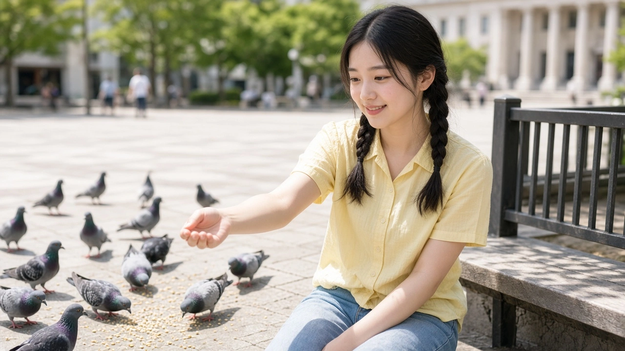 広場の鳩