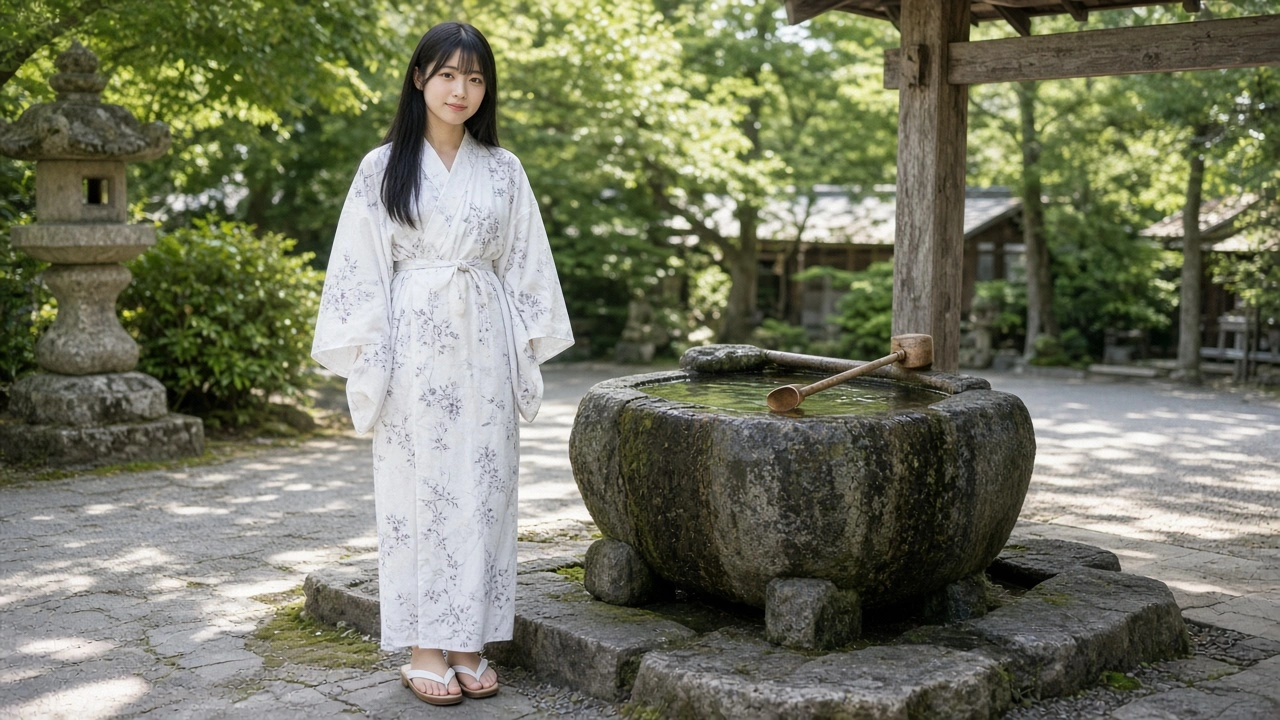 手水舎のそば