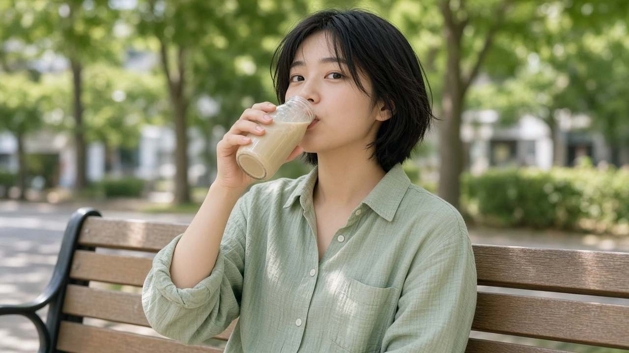 ベンチの豆乳