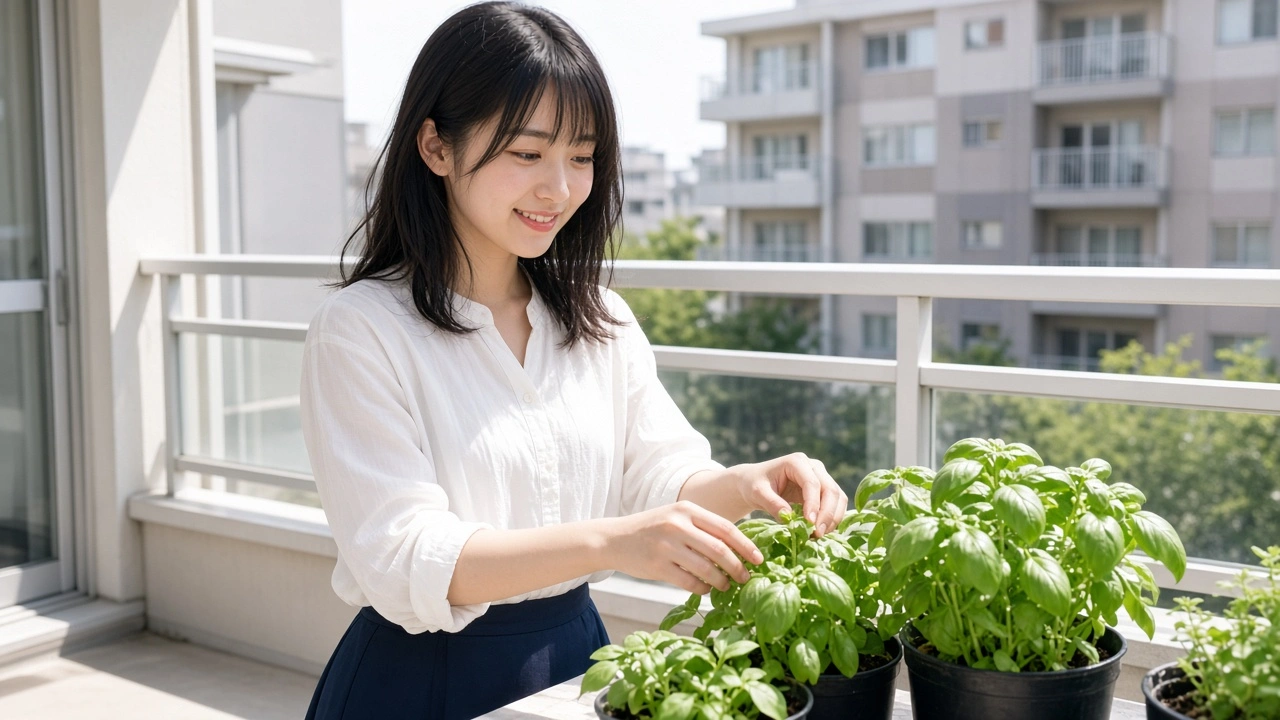 ベランダのバジル