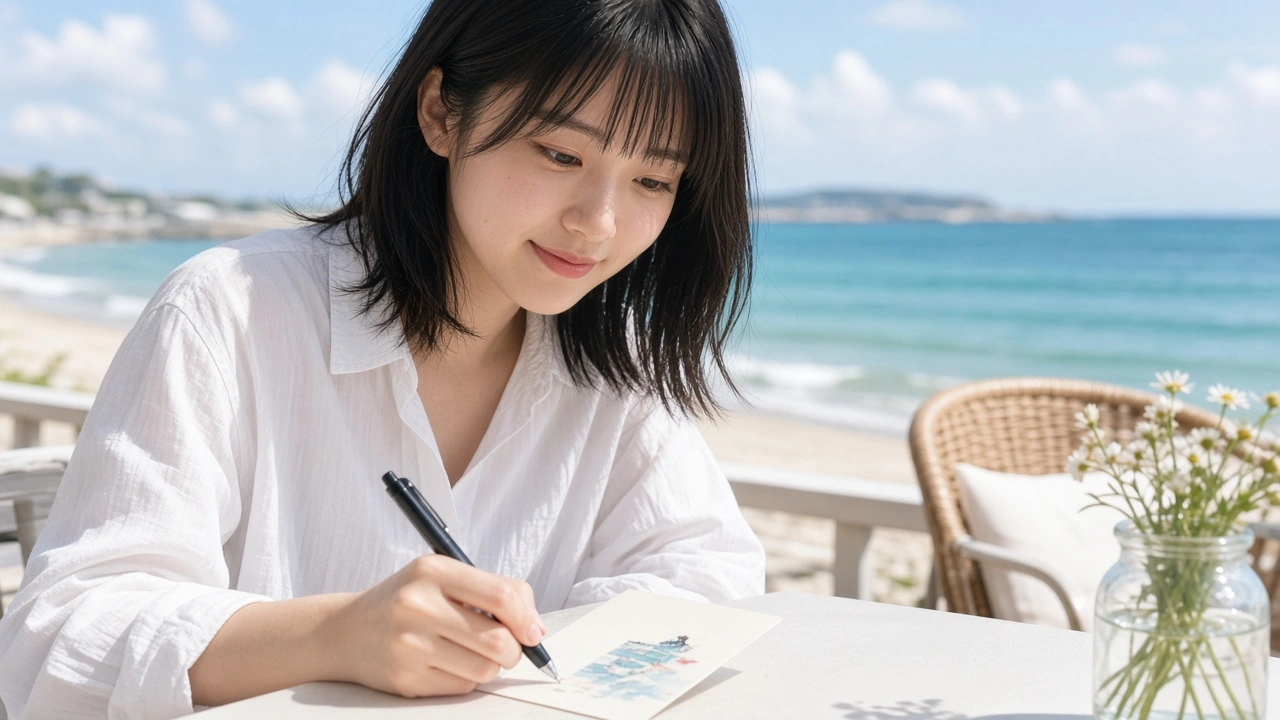 海辺の絵はがき