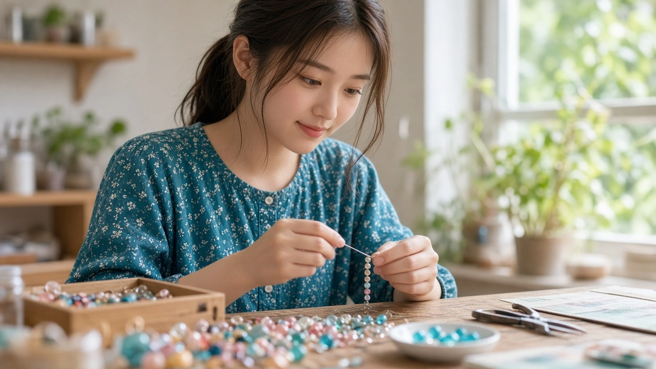 ビーズ細工の机
