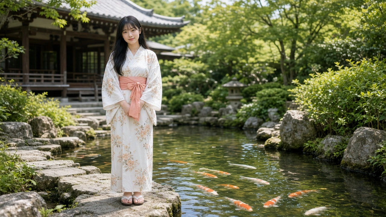 寺の鯉池