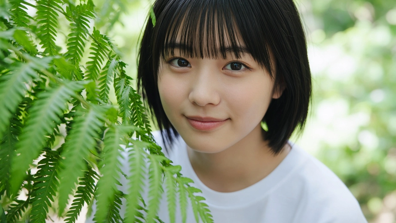シダの陰から