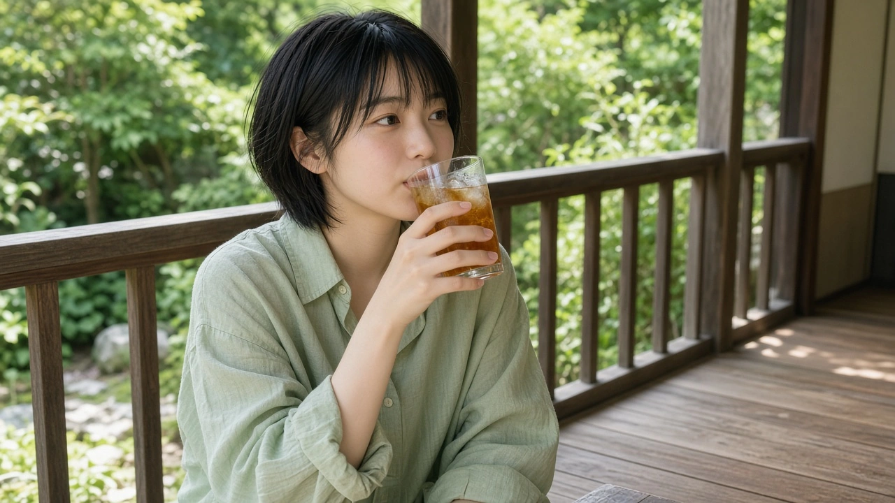 縁側の冷たい麦茶